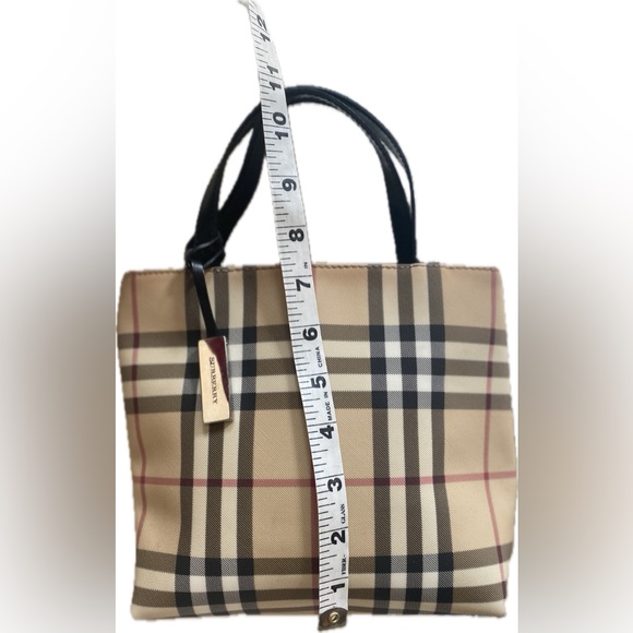 BURBERRY Mini NOVA CHECK PVC/Leather Tote🖤Italian Made🇮🇹7.25”x 8”🔥FABULOUS💋 - Picture 6 of 17